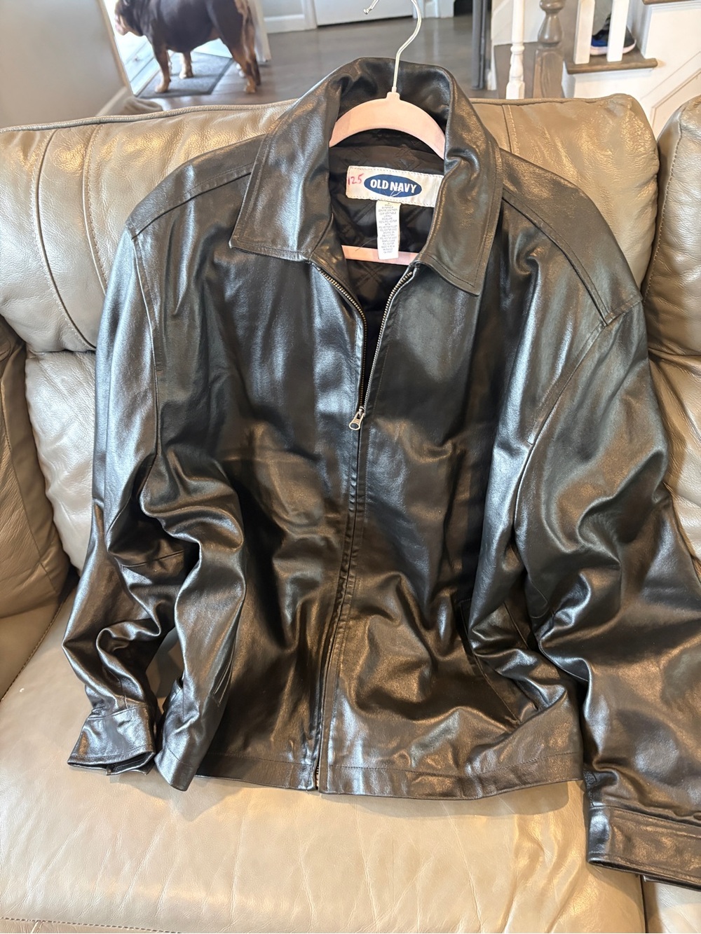 Old Navy Black Faux Leather Bomber Jacket